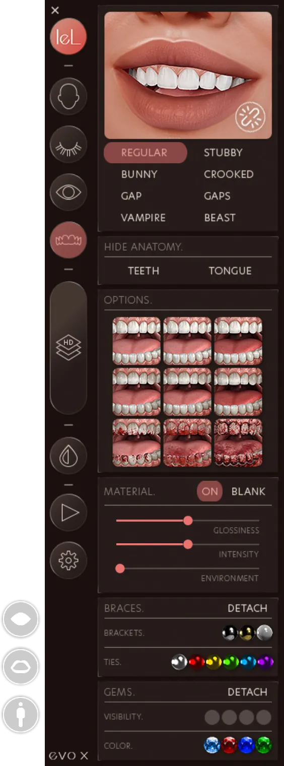 Mouth & Teeth HUD reference