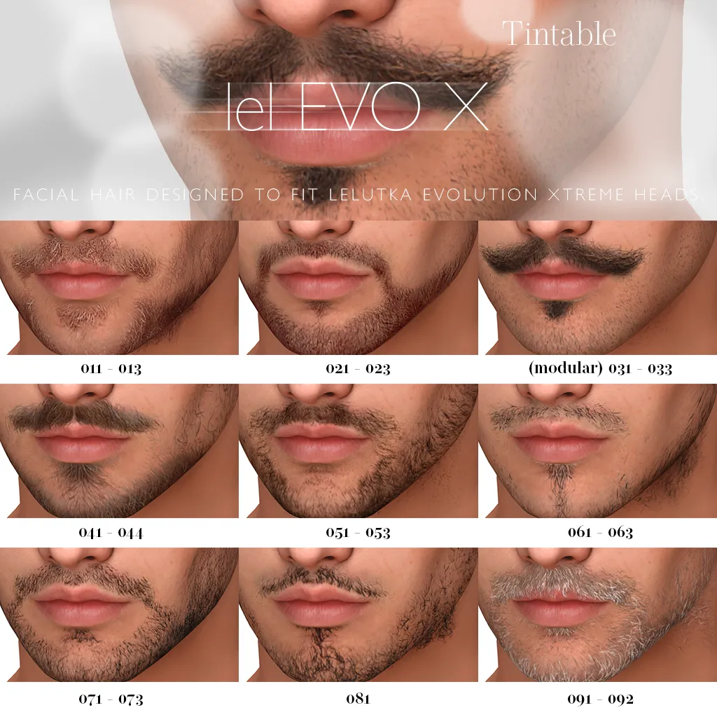 Facial hair reference card.
